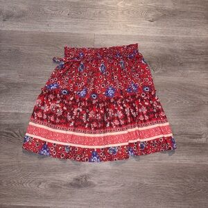 Red Floral Skirt